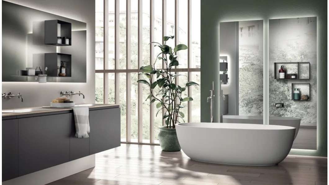 Mobile da Bagno Juno Laccato Opaco Grigio di Scavolini Bathrooms