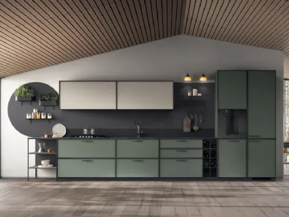 Cucina Moderna Jeometrica in decorativo Selva e Soft Beige di Scavolini