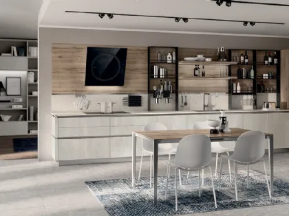 Cucina Moderna Liberamente Concrete Jersey e Rovere Voyage di Scavolini