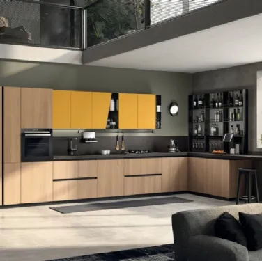 Cucina Moderna Liberamente Rovere Grano e Giallo Senape di Scavolini