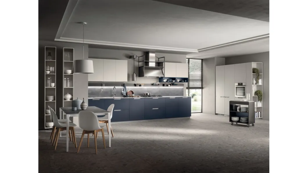 Cucina su misura Mia Blu Moon e Grigio Chiaro di Scavolini